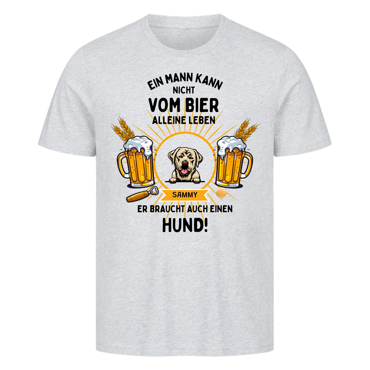 Bier und Hund - Personalisierbares T-Shirt Unisex