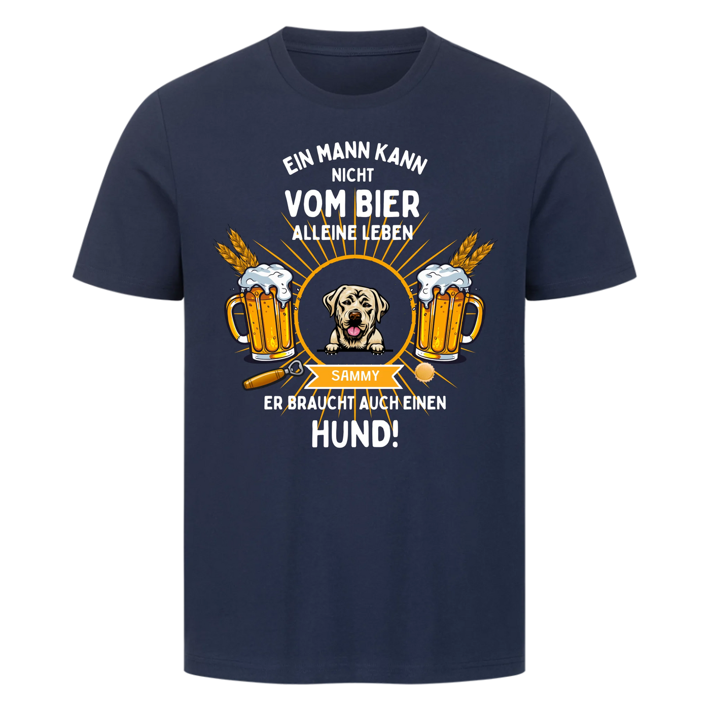 Bier und Hund - Personalisierbares T-Shirt Unisex