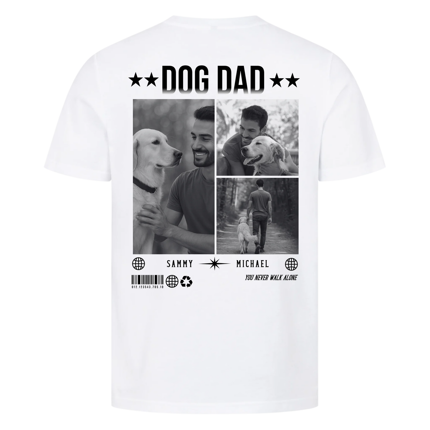 DOG DAD Fotocollage - Individuelles T-Shirt Unisex Rückendruck