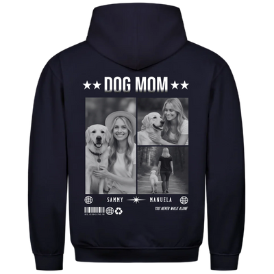 DOG MOM Fotocollage - Personalisierbarer Hoodie Unisex Rückendruck