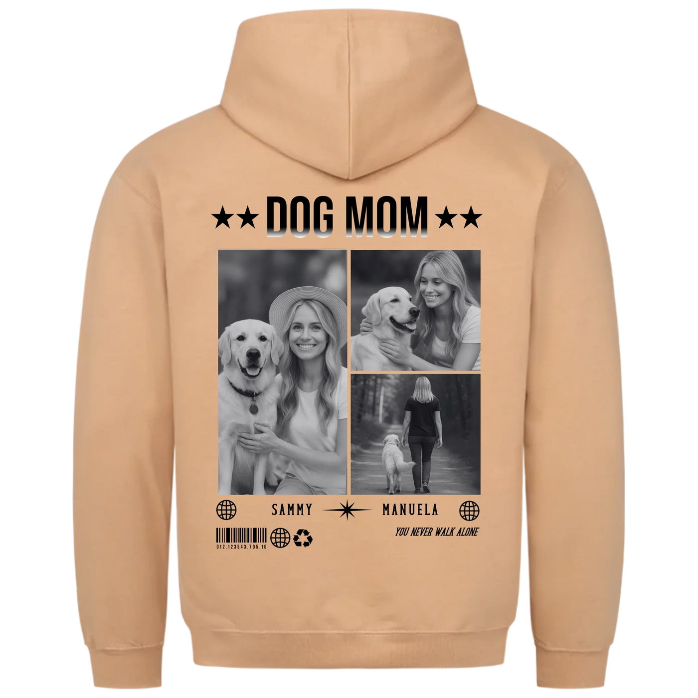 DOG MOM Fotocollage - Personalisierbarer Hoodie Unisex Rückendruck