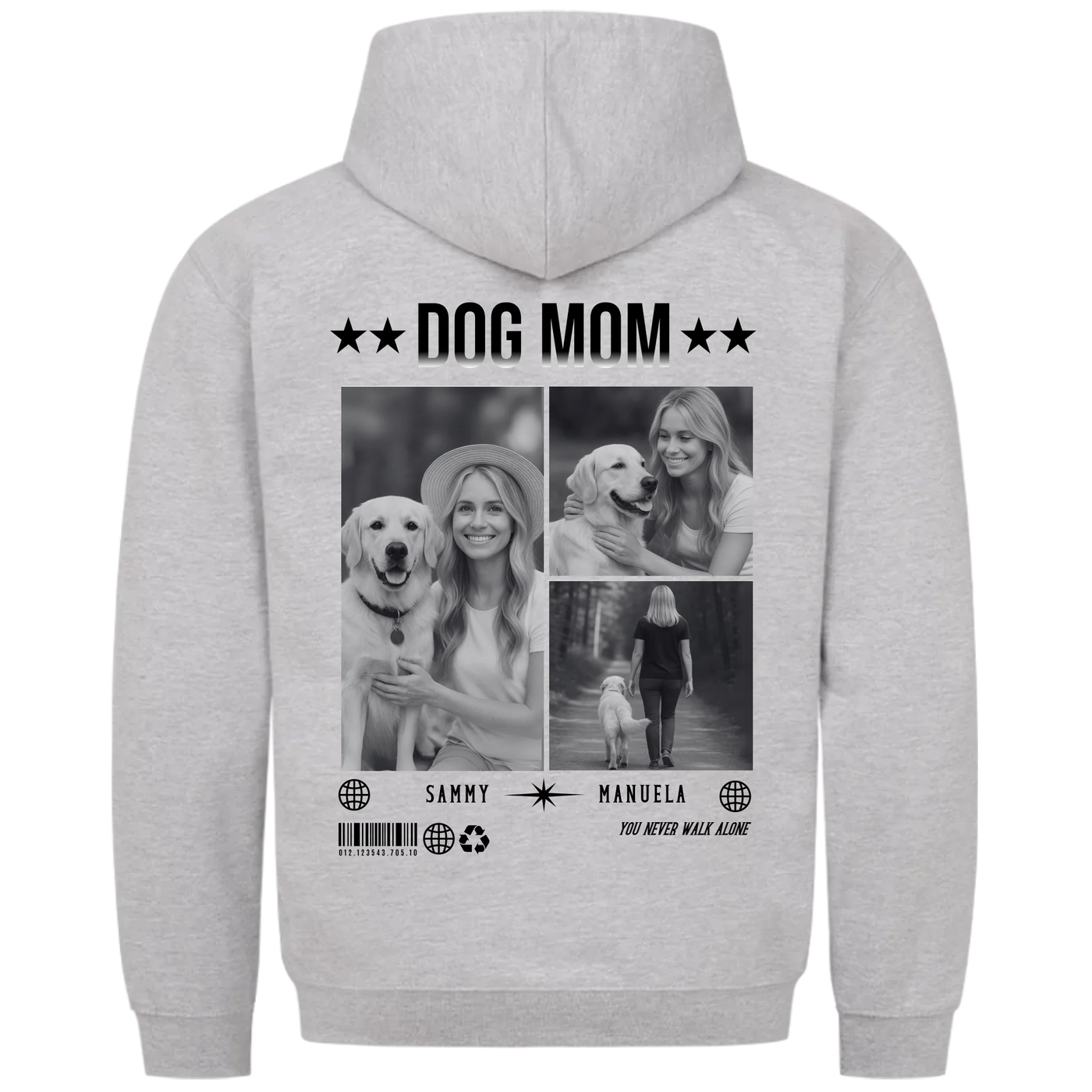 DOG MOM Fotocollage - Personalisierbarer Hoodie Unisex Rückendruck