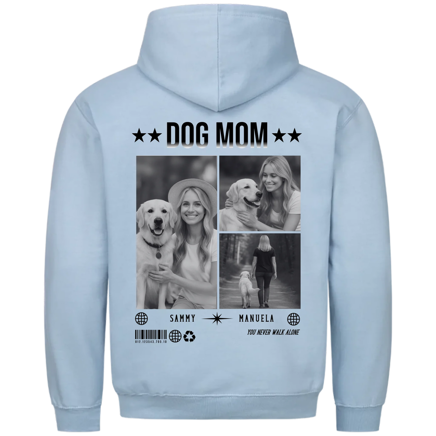 DOG MOM Fotocollage - Personalisierbarer Hoodie Unisex Rückendruck
