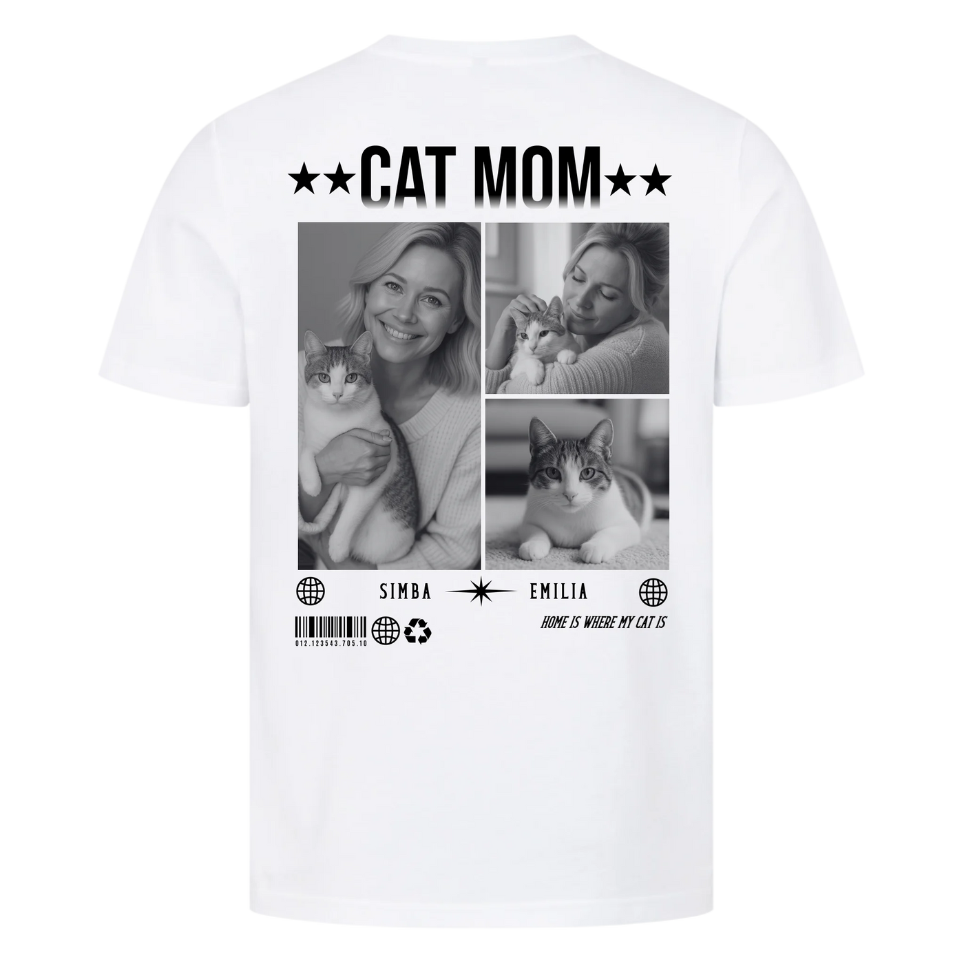 CAT MOM Fotocollage - Individuelles T-Shirt Unisex Rückendruck