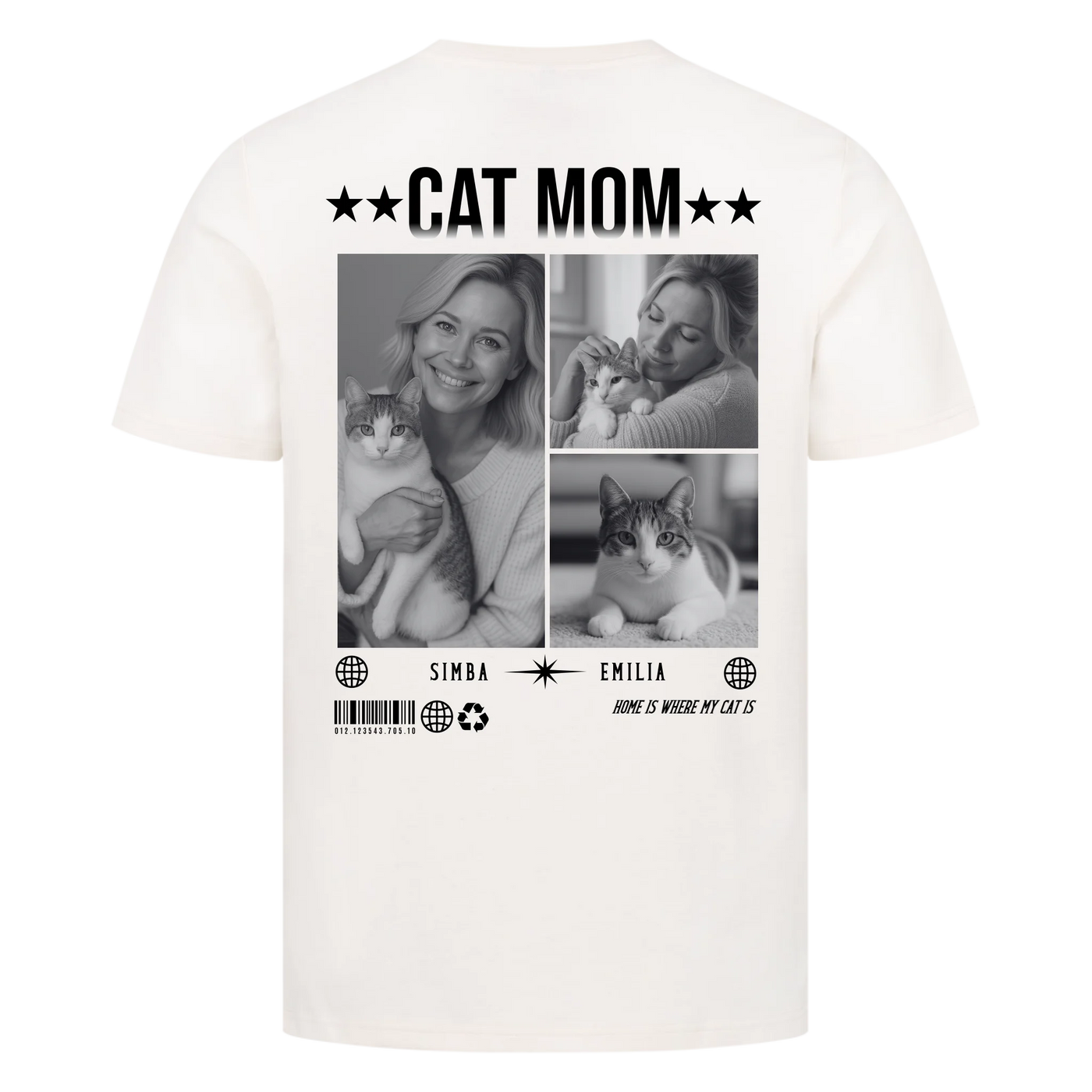 CAT MOM Fotocollage - Individuelles T-Shirt Unisex Rückendruck