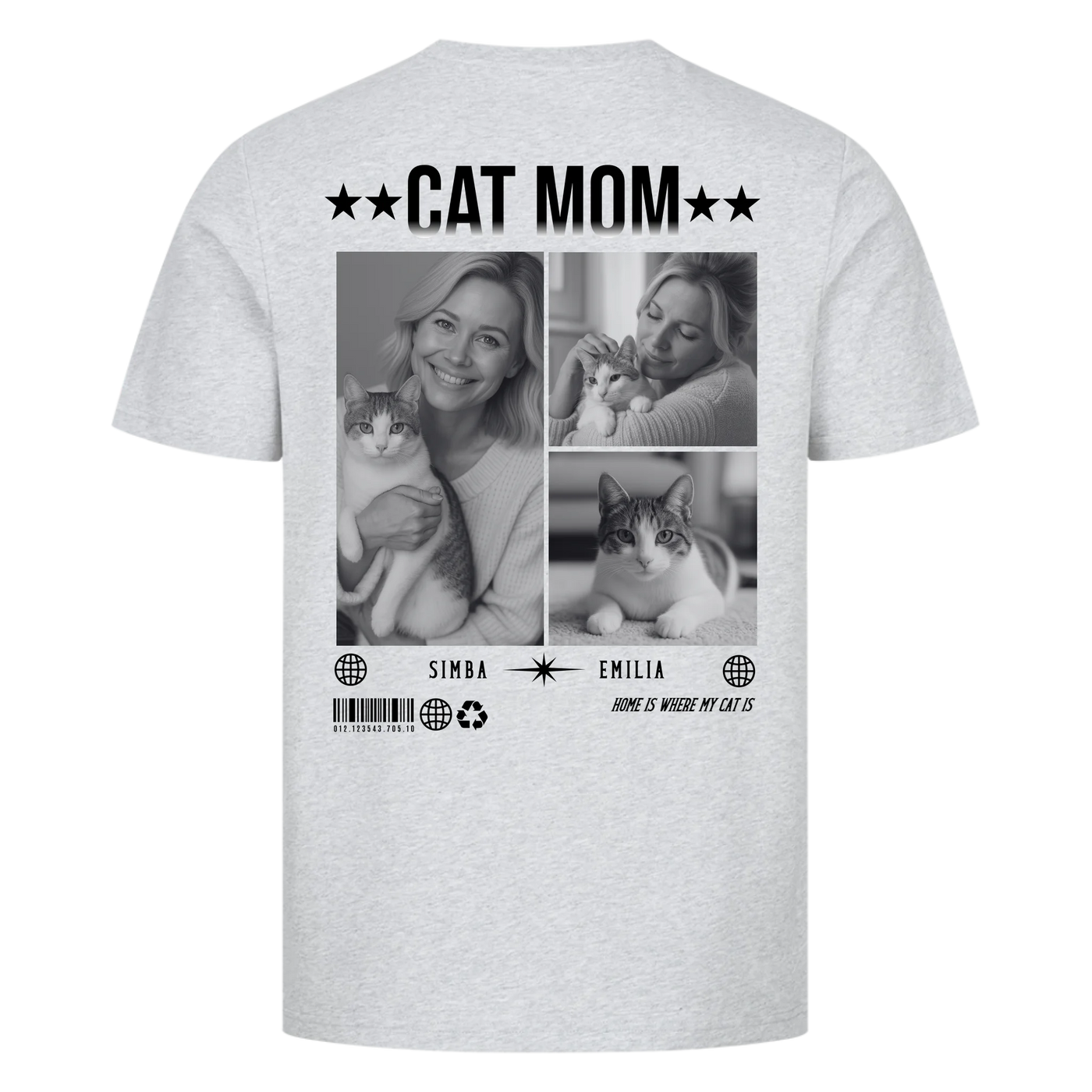 CAT MOM Fotocollage - Individuelles T-Shirt Unisex Rückendruck