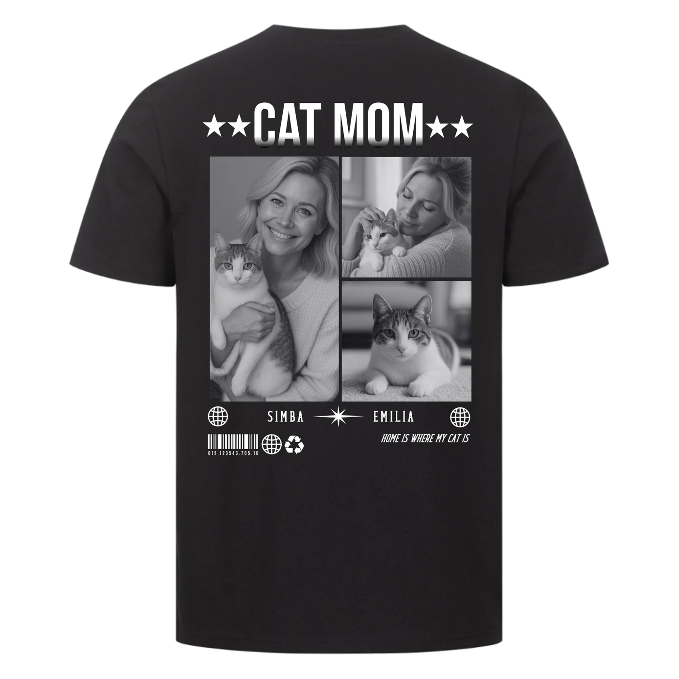 CAT MOM Fotocollage - Individuelles T-Shirt Unisex Rückendruck