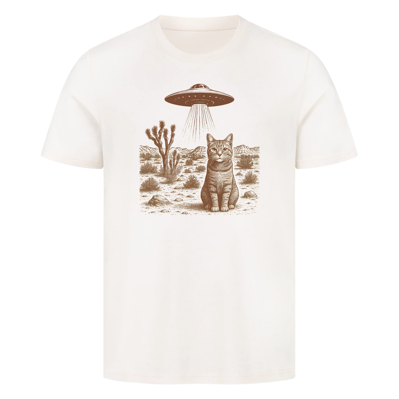 Katze und Ufo Vintage Retro T-Shirt Unisex