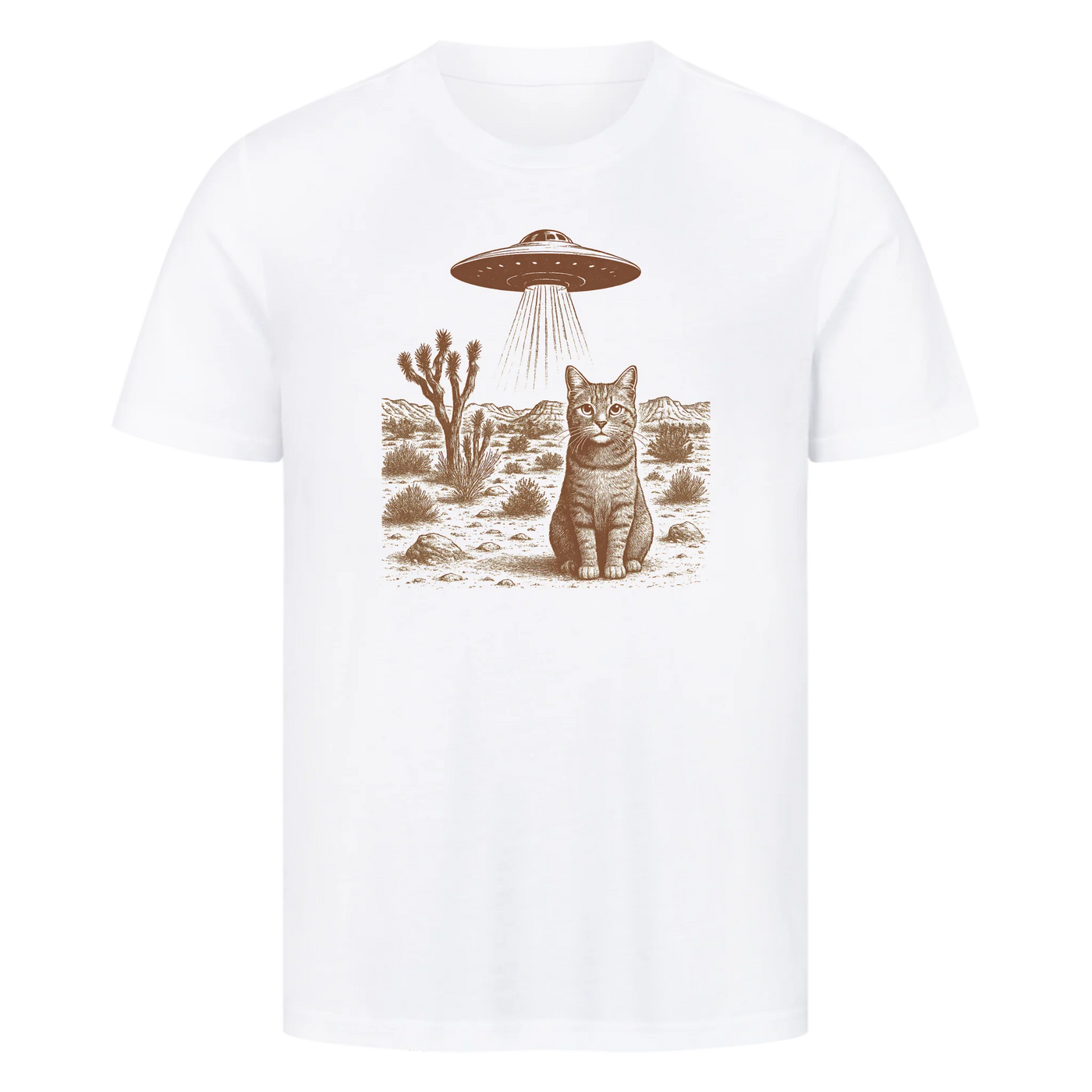 Katze und Ufo Vintage Retro T-Shirt Unisex