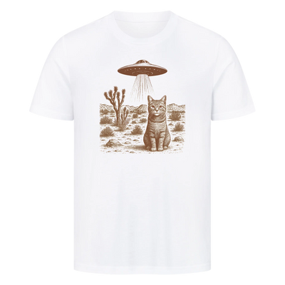 Katze und Ufo Vintage Retro T-Shirt Unisex