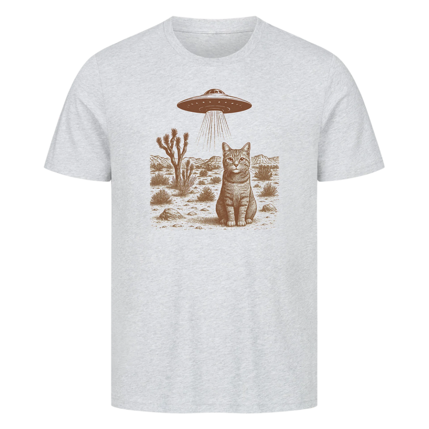 Katze und Ufo Vintage Retro T-Shirt Unisex