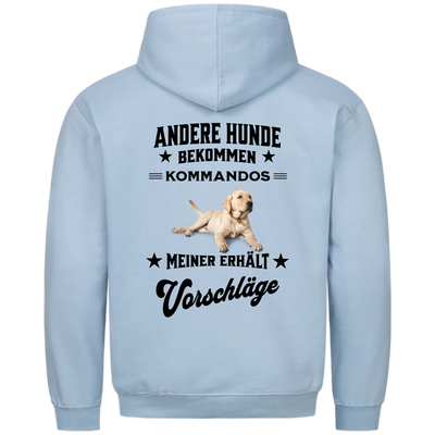 Andere Hunde bekommen Kommandos - Personalisierbarer Hoodie Unisex Rückendruck