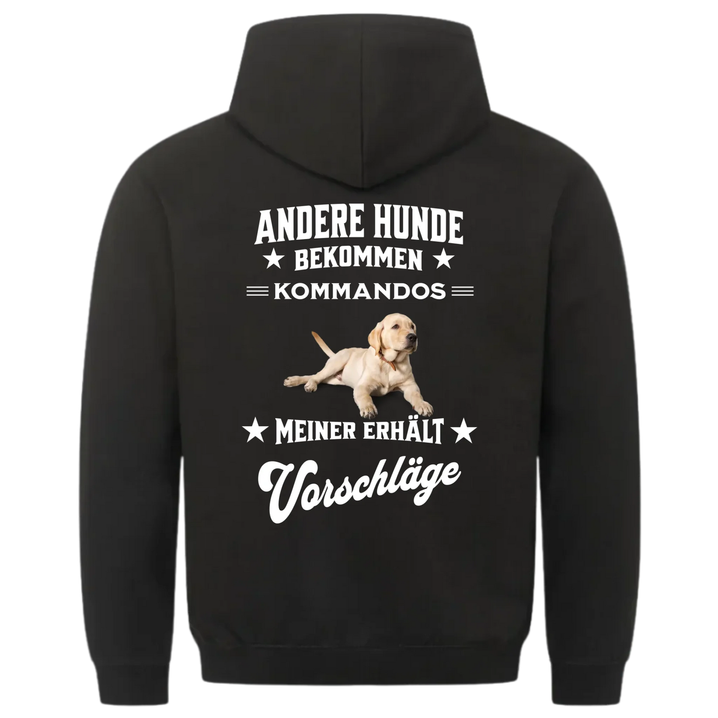 Andere Hunde bekommen Kommandos - Personalisierbarer Hoodie Unisex Rückendruck
