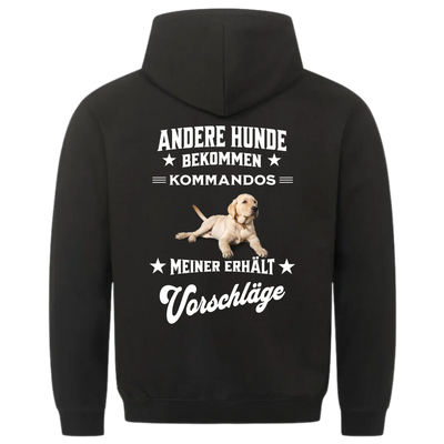 Andere Hunde bekommen Kommandos - Personalisierbarer Hoodie Unisex Rückendruck