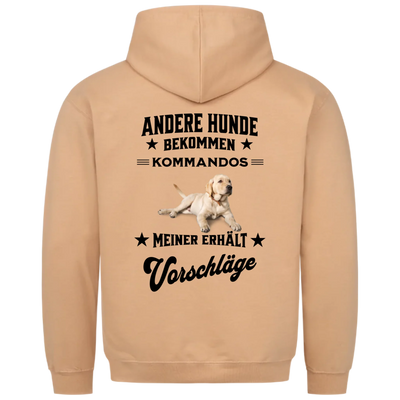 Andere Hunde bekommen Kommandos - Personalisierbarer Hoodie Unisex Rückendruck