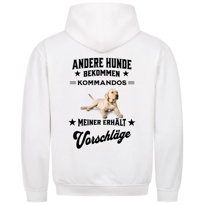 Andere Hunde bekommen Kommandos - Personalisierbarer Hoodie Unisex Rückendruck