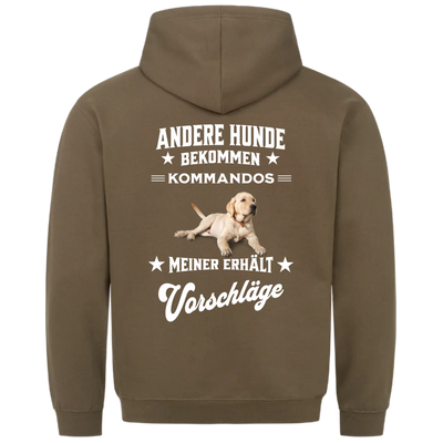 Andere Hunde bekommen Kommandos - Personalisierbarer Hoodie Unisex Rückendruck