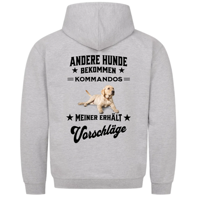 Andere Hunde bekommen Kommandos - Personalisierbarer Hoodie Unisex Rückendruck