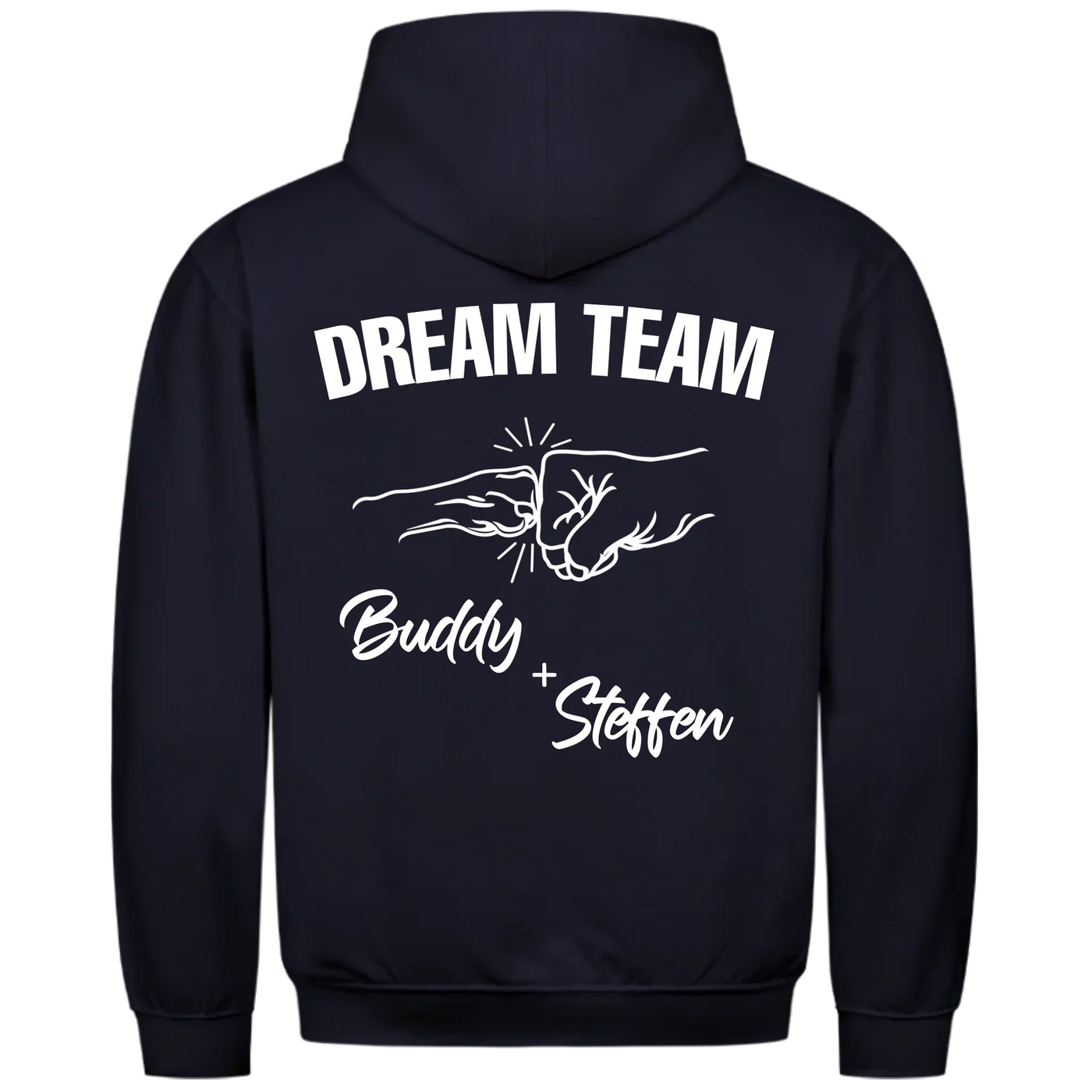 Dream Team Fauststoß - Individueller Hoodie Unisex Rückendruck