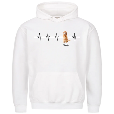 Mein Herzschlag für... – Personalisierbarer Hoodie mit deinem Hund
