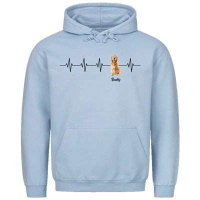 Mein Herzschlag für... – Personalisierbarer Hoodie mit deinem Hund