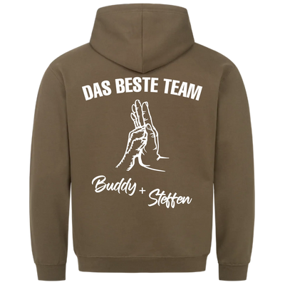 Das beste Team - Personalisierbarer Unisex Hoodie Rückendruck
