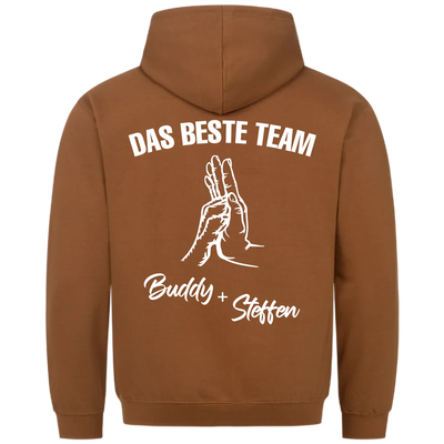 Das beste Team - Personalisierbarer Unisex Hoodie Rückendruck