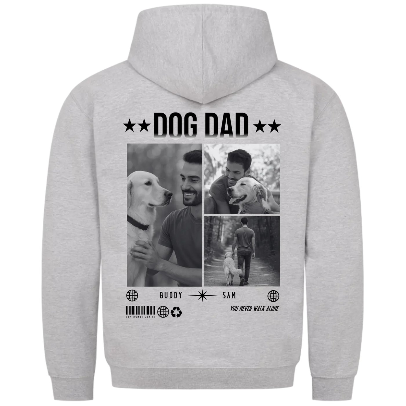 DOG DAD Photo Collage – Personalized Premium Hoodie with Backprint