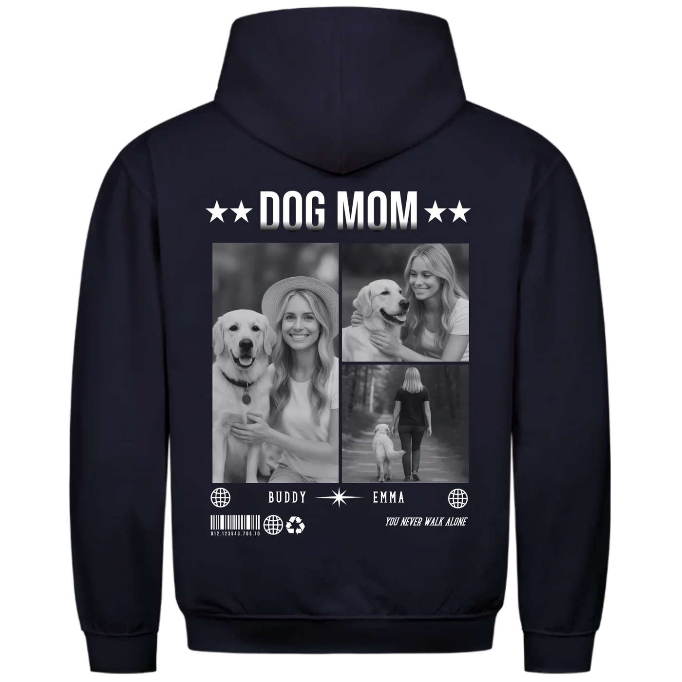 DOG MOM Photo Collage – Personalized Premium Hoodie with Backprint