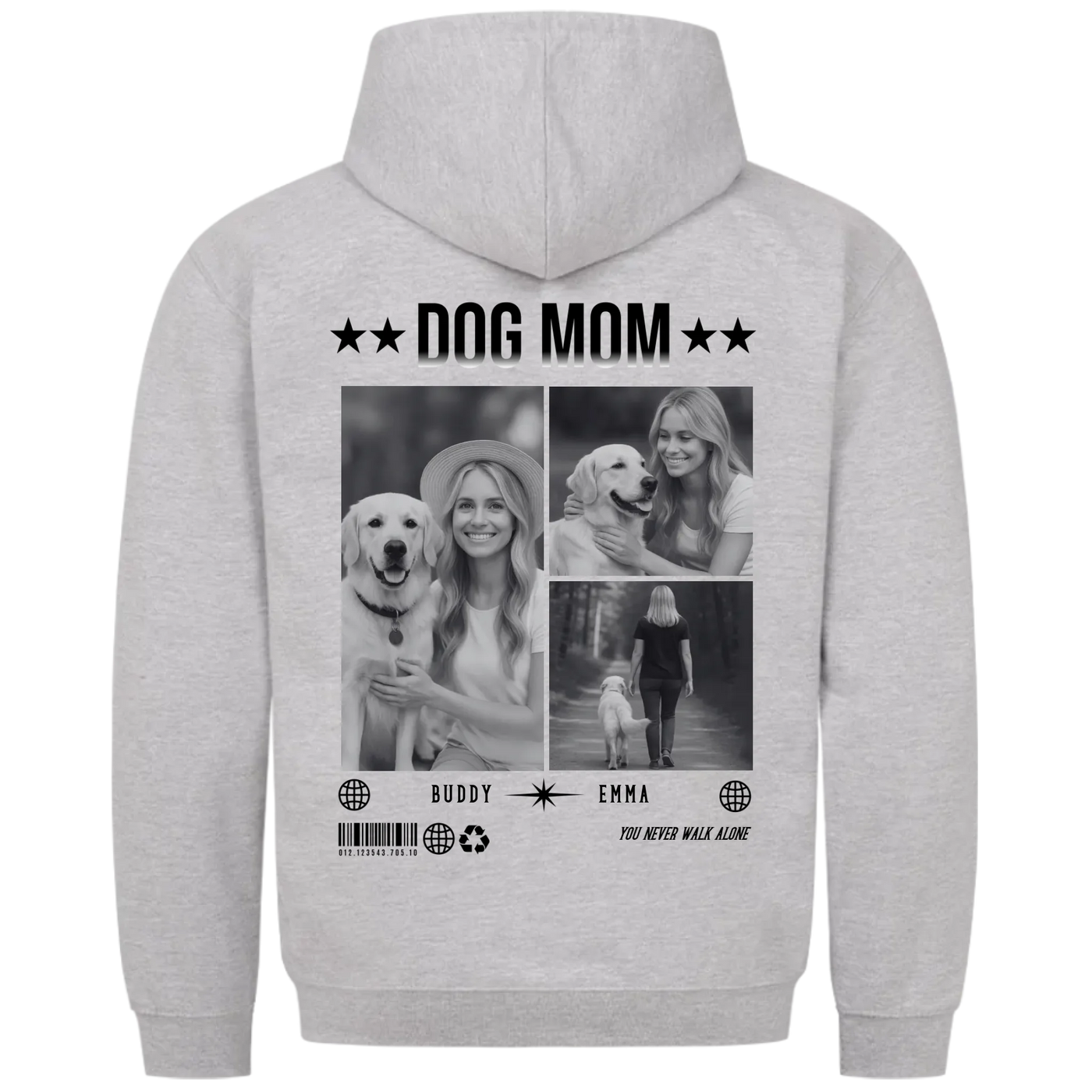 DOG MOM Photo Collage – Personalized Premium Hoodie with Backprint