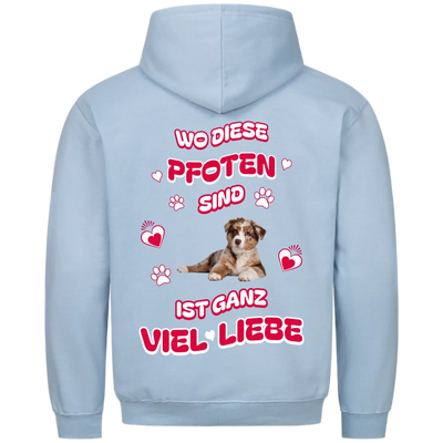 Wo diese Pfoten sind - Personalisierbarer Premium Hoodie Rückendruck