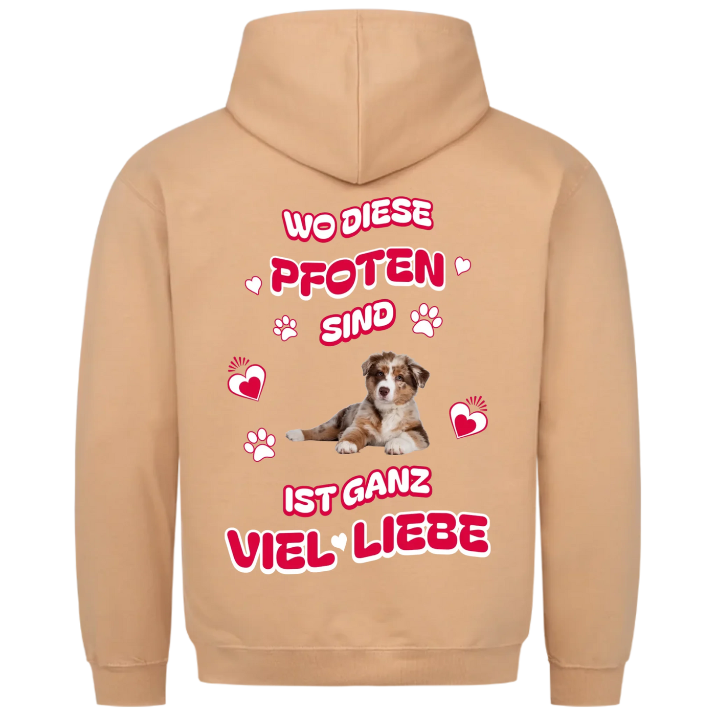 Wo diese Pfoten sind - Personalisierbarer Premium Hoodie Rückendruck