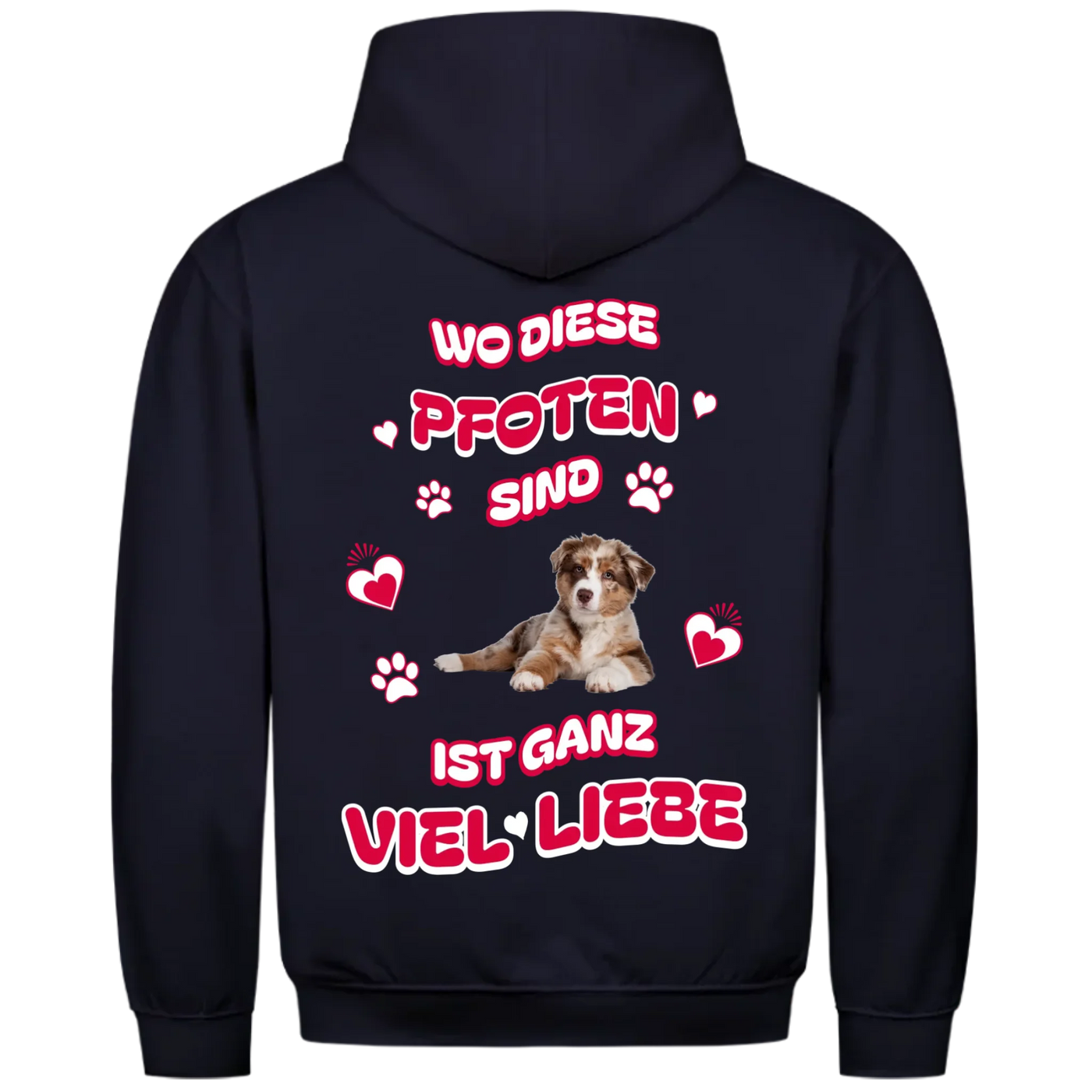 Wo diese Pfoten sind - Personalisierbarer Premium Hoodie Rückendruck