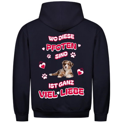 Wo diese Pfoten sind - Personalisierbarer Premium Hoodie Rückendruck