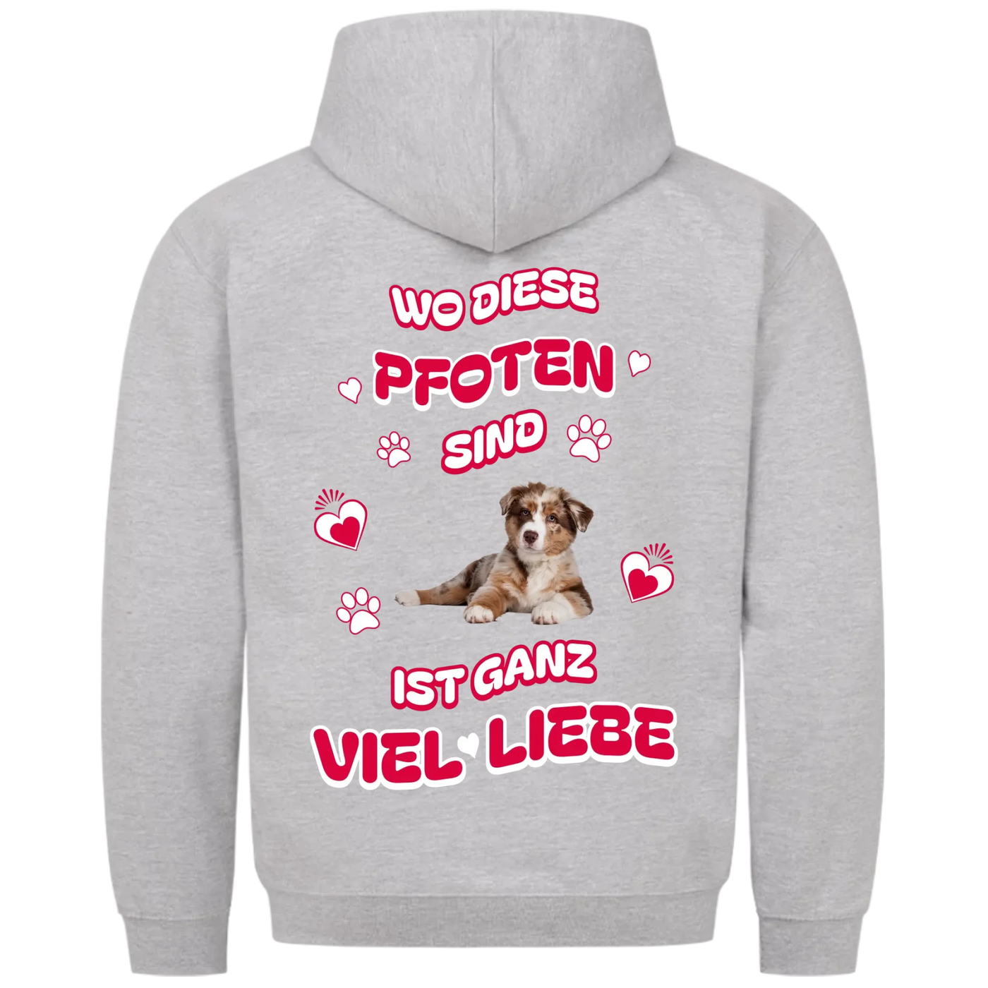 Wo diese Pfoten sind - Personalisierbarer Premium Hoodie Rückendruck