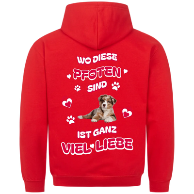 Wo diese Pfoten sind - Personalisierbarer Premium Hoodie Rückendruck