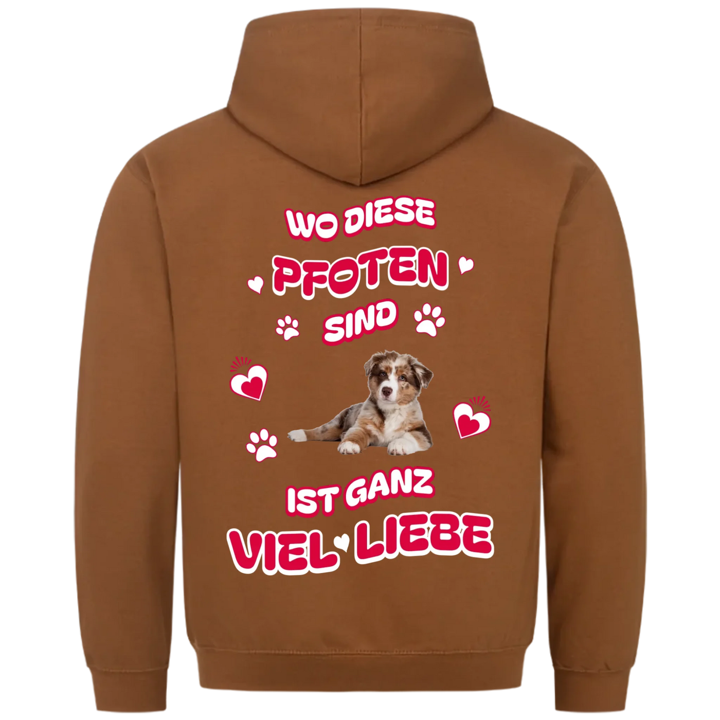 Wo diese Pfoten sind - Personalisierbarer Premium Hoodie Rückendruck