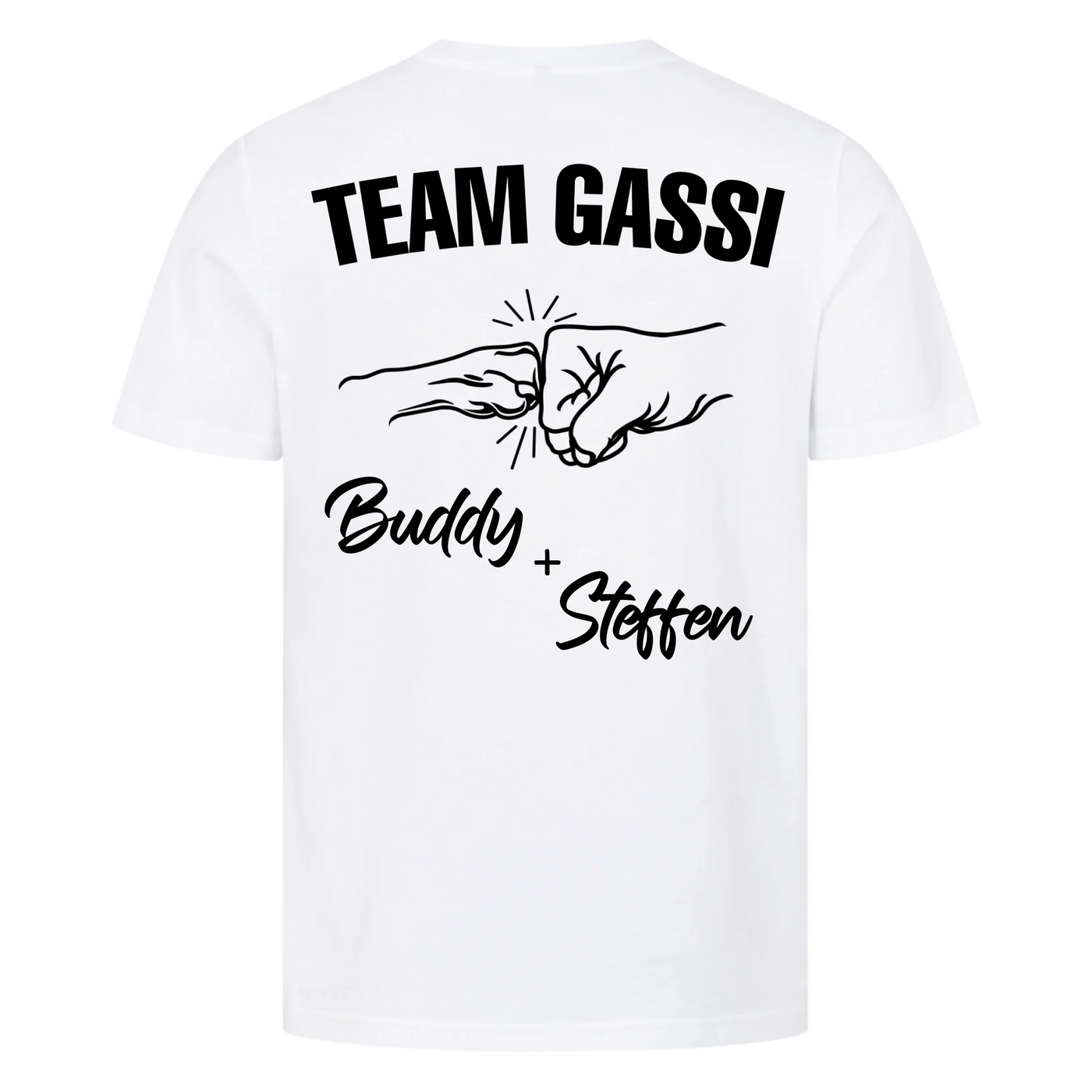 Team Gassi Fauststoß - Individuelles T-Shirt Unisex Rückendruck