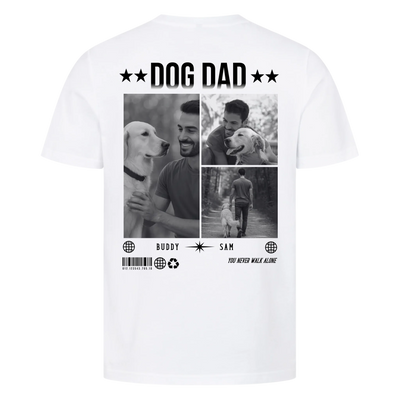 DOG DAD Photo Collage – Personalized Premium T-Shirt with Backprint