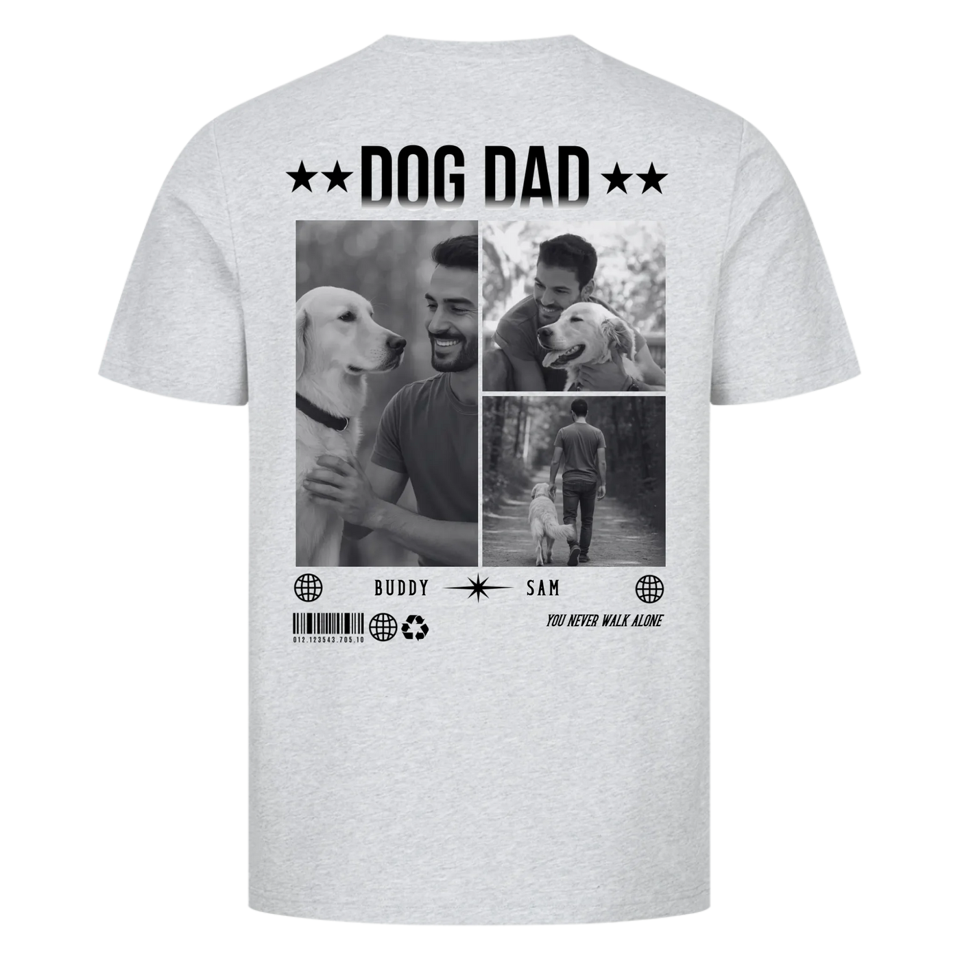 DOG DAD Photo Collage – Personalized Premium T-Shirt with Backprint