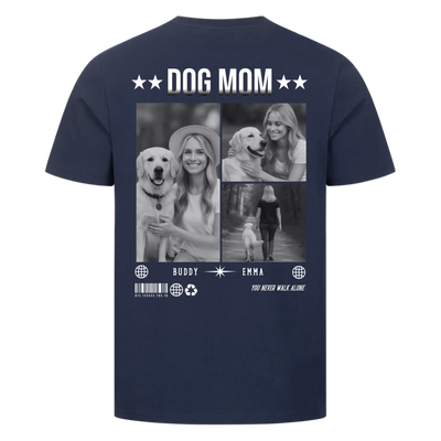 DOG MOM Photo Collage – Gepersonaliseerd Premium T-Shirt met Rugprint