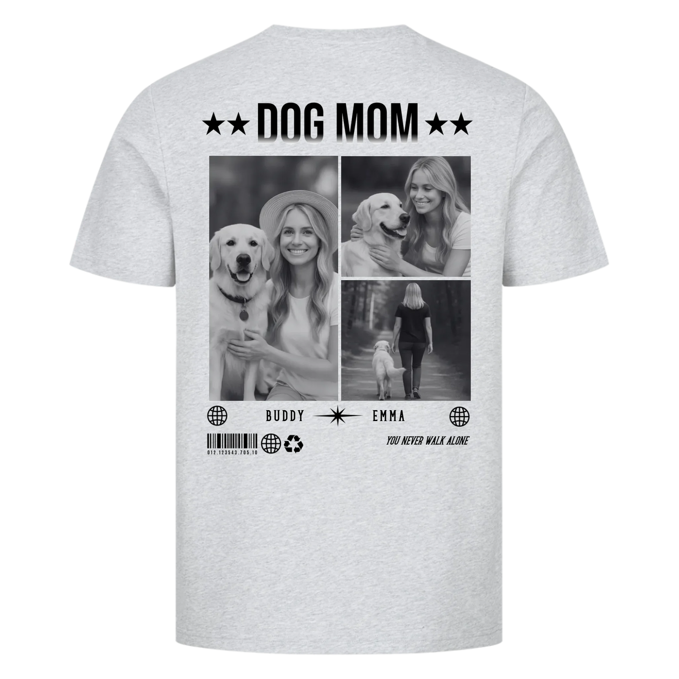 DOG MOM Photo Collage – Personalized Premium T-Shirt with Backprint
