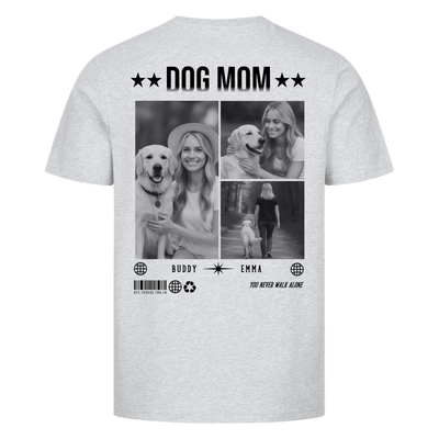 DOG MOM Photo Collage – Gepersonaliseerd Premium T-Shirt met Rugprint