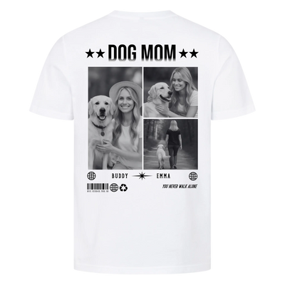 DOG MOM Photo Collage – Gepersonaliseerd Premium T-Shirt met Rugprint