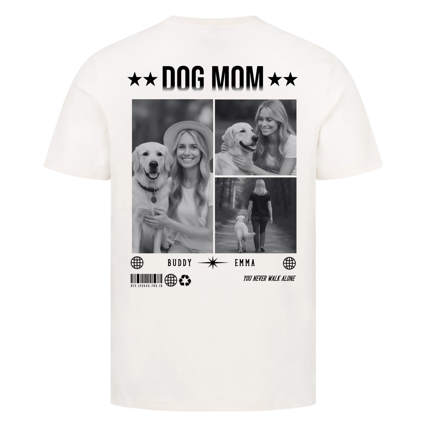 DOG MOM Photo Collage – Personalized Premium T-Shirt with Backprint