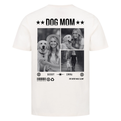DOG MOM Photo Collage – Gepersonaliseerd Premium T-Shirt met Rugprint