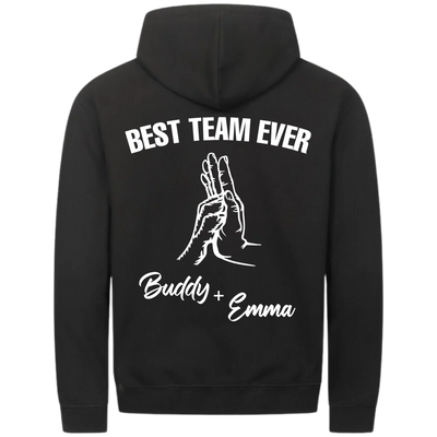 Best Team Ever – Personalized Premium Zipper Hoodie with Custom Backprint