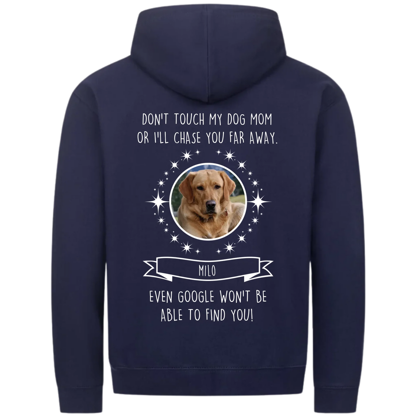 Don’t touch my Dog Mom / Dog Dad – Personalized Premium Zipper Hoodie with Custom Backprint