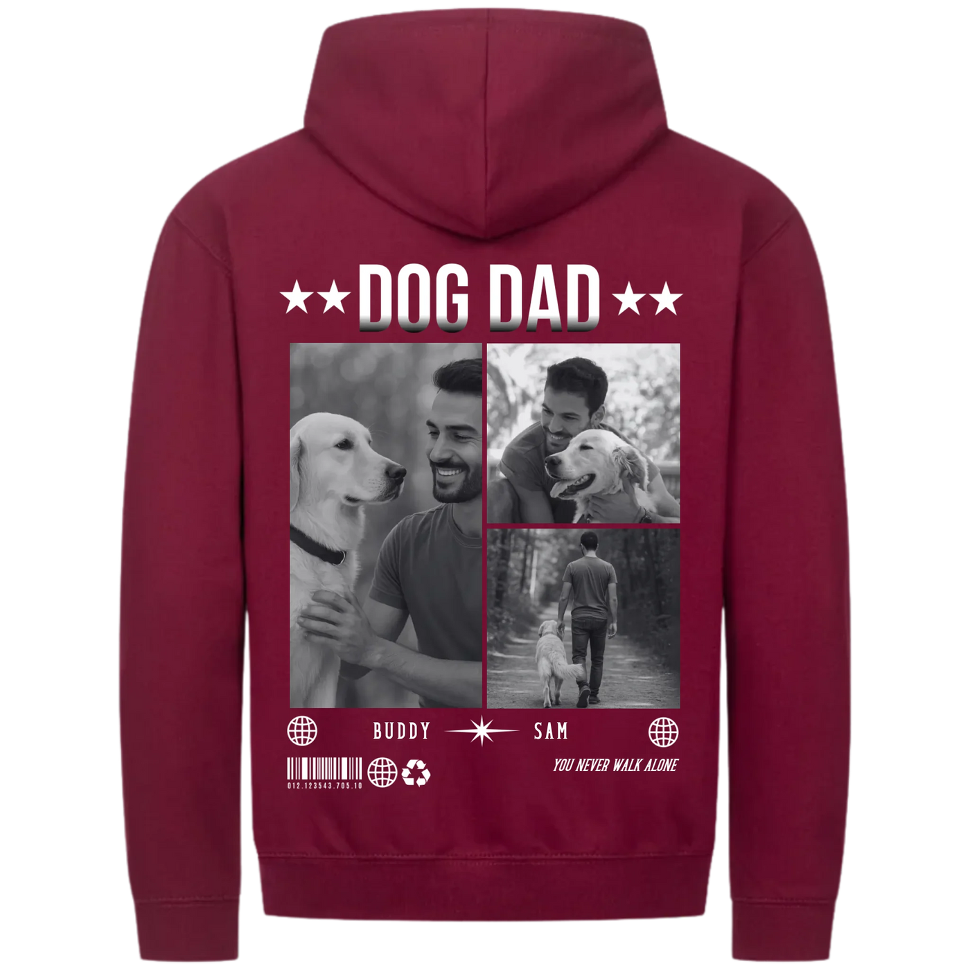 MP Zipper Hoodie burgundy back 2048 x 2048px