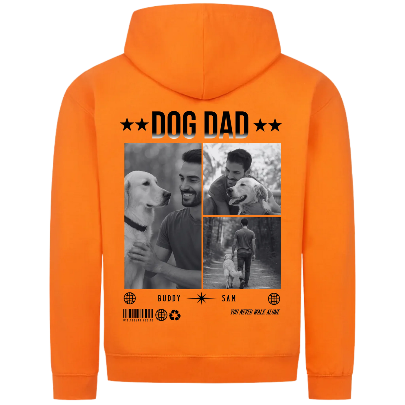 DOG DAD Photo Collage – Personalized Premium Zipper Hoodie with Custom Backprint